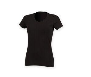 SF Women SK122 - Tee-shirt stretch col V femme Noir