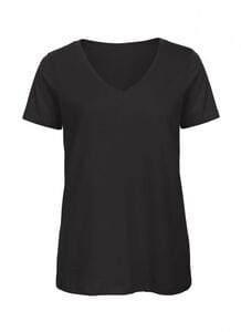 B&C BC045 - Tee-shirt femme col V en coton organique Noir