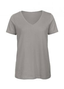 B&C BC045 - Tee-shirt femme col V en coton organique Light Grey