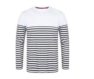 FRONT ROW FR134 - Tee-shirt marinière Blanc / Bleu marine