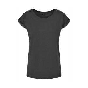 Build Your Brand BY021 - T-shirt à épaules étendues pour dames Charcoal