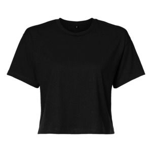 BUILD YOUR BRAND BY042 - T-shirt femme "cropped" Noir