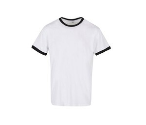 BUILD YOUR BRAND BYB022 - Tee-shirt bords côte contrastés Blanc-Noir