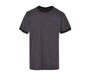 BUILD YOUR BRAND BYB022 - Tee-shirt bords côte contrastés Charcoal/Black